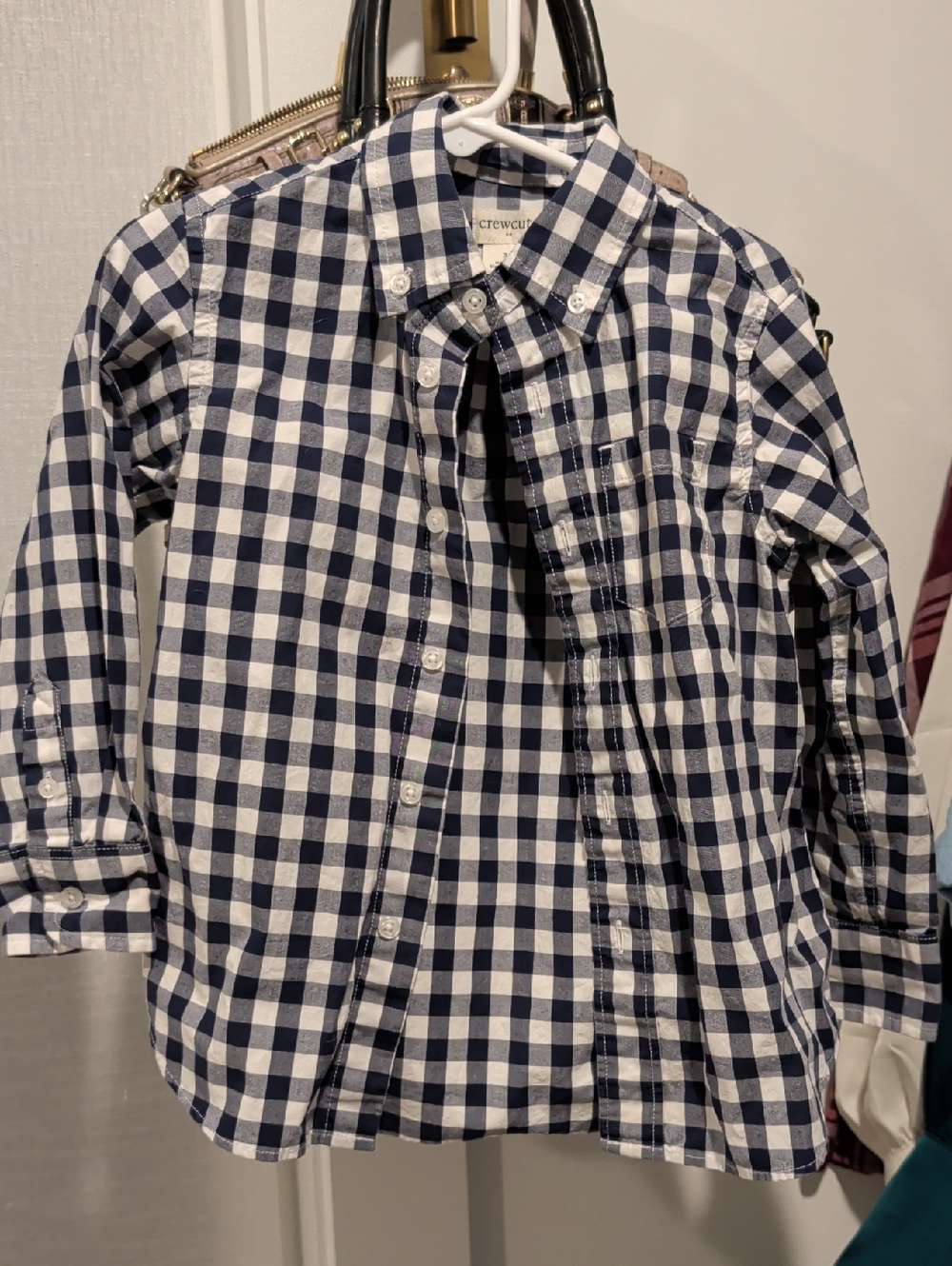 Crewcuts Navy and White Gingham Button-Down Shirt